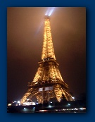 Eiffel Tower at night.