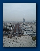 Eiffel Tower seen from the top of the Arc de Triomphe.